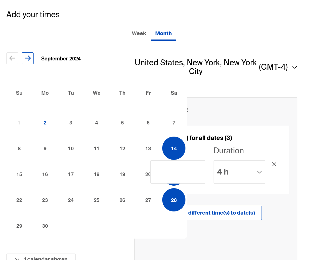 Doodle screenshot with calendar blocking a from